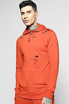 Boohoo Distressed Over The Head Hoodie