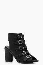 Boohoo Niamh Multi Buckle Peeptoe Shoe Boots