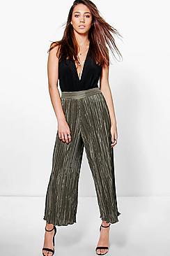 Boohoo Ruby Pleated Wide Leg Cropped Culottes