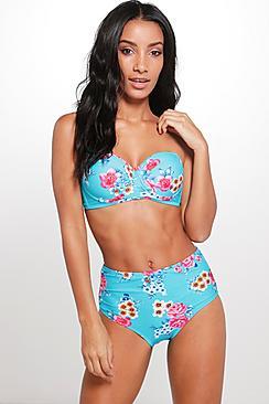 Boohoo Molly Floral Underwired Bandeau Bikini