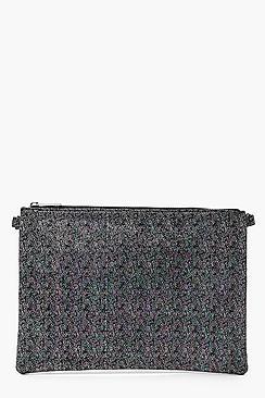 Boohoo Hailey Metallic Clutch Bag With Chain