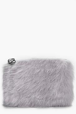 Boohoo Medium Furry Makeup Bag