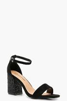 Boohoo Extra Wide Fit Glitter Block Heel Two Parts