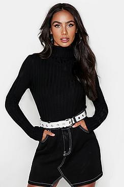 Boohoo Rib Knit Roll Neck Sweater