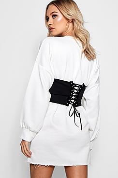 Boohoo Emma Velvet Trim Corset Belt
