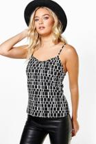 Boohoo Rebecca Printed Strappy Cami Black