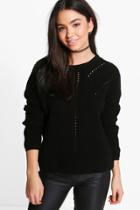 Boohoo Eleanor Ladder Stitch Jumper Black