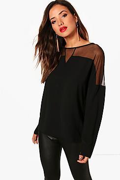 Boohoo Sheer Panel V Front Top