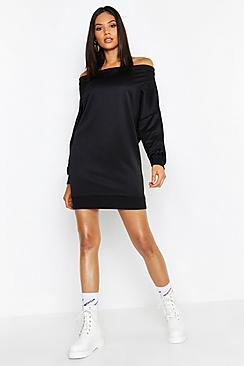 Boohoo Tall Off The Shoulder Sweat Dress