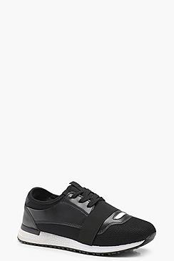 Boohoo Lucy Elastic Strap Mesh Trainers