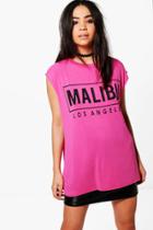 Boohoo Rebecca Malibu Slogan Sleeveless Top Pink