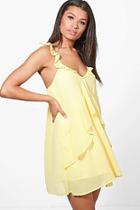 Boohoo Raquel Frill Detail Chiffon Swing Dress