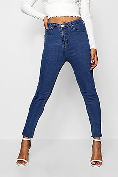 Boohoo High Waisted Mid Wash Skinny Jeans