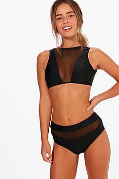 Boohoo Petite Alice Mesh High Waisted Bikini