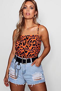 Boohoo Plus Cora Bright Leopard Cami Top