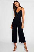 Boohoo Tall Button Front Strappy Culotte Jumpsuit