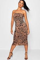 Boohoo Bandeau Zebra Print Bodycon Dress