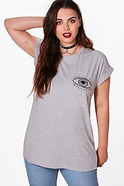 Boohoo Plus Ebony Eye Printed T-shirt