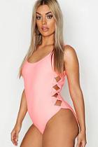 Boohoo Plus Bow Detail Cut Out Swimsuit