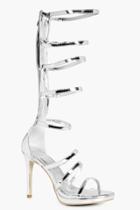 Boohoo Anna Knee High Gladiator Heel Silver