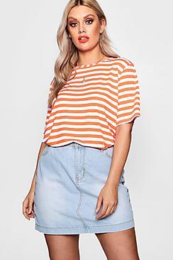 Boohoo Plus Louise Stripe Basic Jersey Tee