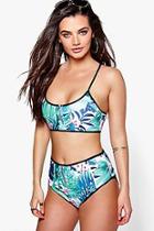 Boohoo Goa Boutique Neoprene Tropical Print Crop Bikini