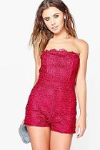 Boohoo Petite Laurie Crochet Bandeau Playsuit