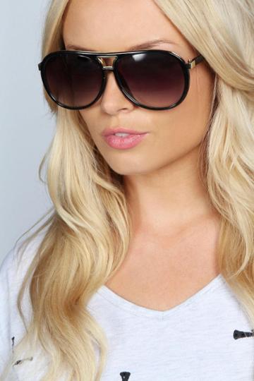 Boohoo Jenni Black Aviator Sunglasses - Black