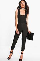 Boohoo Petite Caitlin Turn Up Tailored Woven Trousers