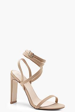 Boohoo Rosie Skinny Block Heel Wrap Strap Sandals