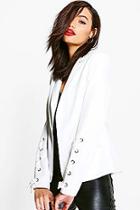 Boohoo Rebecca Lace Up Sleeve Woven Lined Blazer
