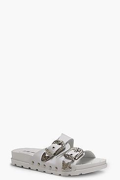 Boohoo Buckle Detail Footbed Sandals