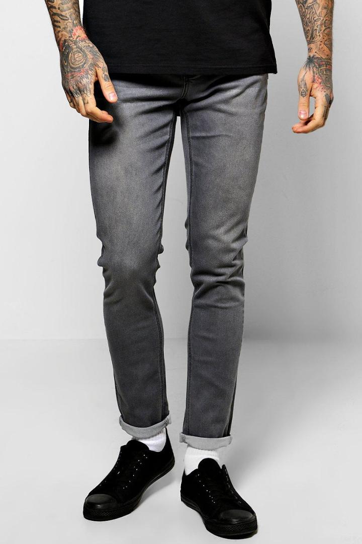 Boohoo Skinny Fit Washed Jeans Grey