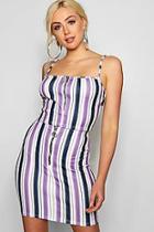 Boohoo Millie Multi Stripe Zip Crop Mini Skirt Co-ord