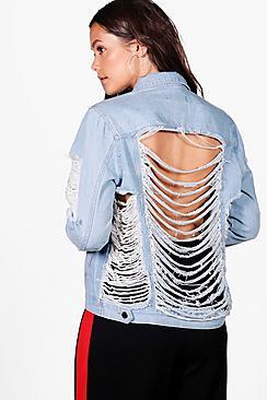 Boohoo Plus Kate Ripped Denim Jacket