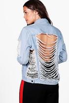 Boohoo Plus Kate Ripped Denim Jacket