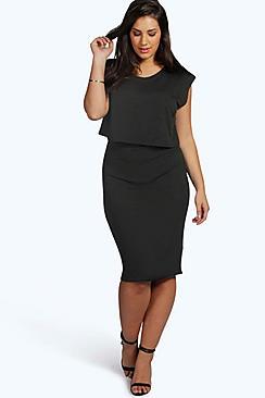 Boohoo Plus Poppy Double Layer Midi Dress