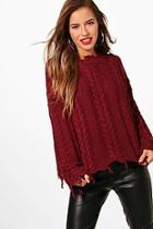 Boohoo Petite Taylor Distressed Cable Cropped Jumper