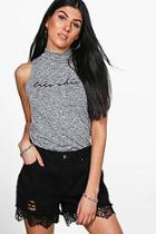 Boohoo Polly Printed High Neck Sleeveless Top