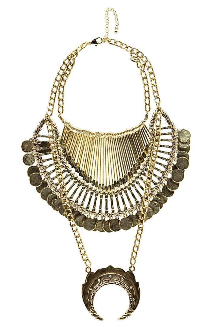 Boohoo Boutique Freya Coin Tribal Necklace - Gold