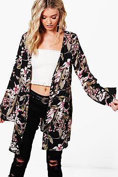 Boohoo Rosie Floral Chiffon Kimono