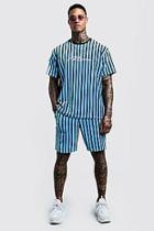 Boohoo Man Signature Velour Stripe T-shirt & Short Set