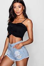 Boohoo Fran Rib Ruffle Crop Cami