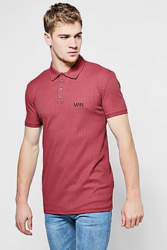 Boohoo Wine Skinny Ribbed Knitted Polo