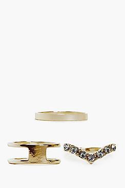 Boohoo Sophie Mixed Skinny Midi Ring Pack