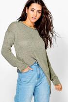 Boohoo Emily Asymmetric Jumper Moss