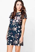 Boohoo Louise Crew Neck Floral Shift Dress
