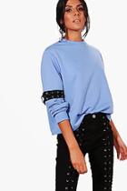 Boohoo Taylor Lace Up Detail Sweat