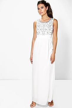 Boohoo Boutique Uma Embellished Chiffon Maxi Dress