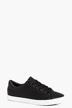 Boohoo Megan Lace Up Croc Trainer